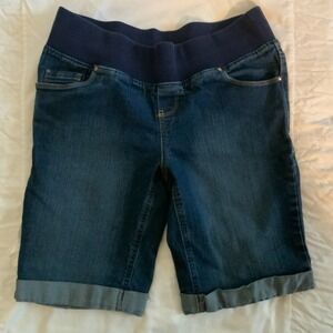 Dark Blue Denim Maternity Shorts
